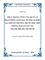 thực trạng công tác quản lý hoạt động giáo dục hướng nghiệp tại một số trường trung học phổ thông ở quận gò vấp, thành phố hồ chí minh