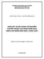 KHẢO SÁT VÀ XÂY DỰNG THỬ NGHIỆM CHUYẾN TRƯỚC CỦA TRÌNH BIÊN DỊCH DÀNH CHO NGÔN NGỮ ANSI C GIẢN LƯỢC