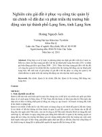 Nghiên cứu giá đất ở phục vụ công tác quản lý tài chính về đất đai và phát triển thị trường bất động sản tại thành phố lạng sơn, tỉnh lạng sơn