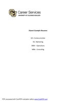 Tài liệu Alumni Example Resumes (B.A. Communication B.S. Marketing MBA – Operations MBA - Consulting ) pptx
