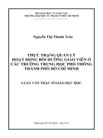 thực trạng quản lý hoạt động bồi dưỡng giáo viên ở các trường trung học phổ thông thành phố hồ chí minh
