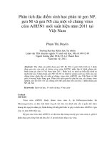 Phân tích đặc điểm sinh học phân tử gen NP, gen m và gen NS của một số chủng virus cúm a h5n1 mới xuất hiện năm 2011 tại việt nam