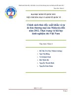 Chính sách thúc đẩy xuất khẩu và tự do hóa thương mại của malaysia đến năm 2012  thực trạng và bài học kinh nghiệm cho việt nam