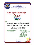 đánh giá chung về tình hình phát triển du lịch tỉnh thừa thiên huế giai đoạn 2010 - 2012
