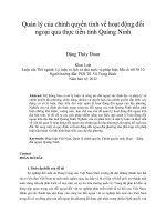 Quản lý của chính quyền tỉnh về hoạt động đối ngoại qua thực tiễn tỉnh quảng ninh