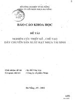 Nghiên cứu thiết kế, chế tạo dây chuyền sản xuất hạt nhựa tái sinh