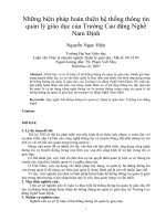 Những biện pháp hoàn thiện hệ thống thông tin quản lý giáo dục của trường cao đẳng nghề nam định
