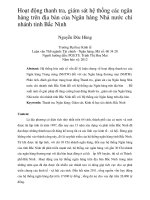 Hoạt động thanh tra, giám sát hệ thống các ngân hàng trên địa bàn của ngân hàng nhà nước chi nhánh tỉnh bắc ninh