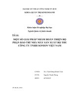 thực trạng bộ phận bảo trì nhà máy sản xuất bộ thu- công ty tnhh sonion việt nam và giải pháp