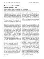 Tài liệu Báo cáo Y học: Tissue factor pathway inhibitor A possible mechanism of action doc