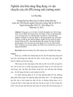 Nghiên cứu khả năng lắng đọng và vận chuyển của chì (pb) trong môi trường nước