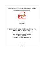 Nghiên cứu ứng dụng lý thuyết tập thô trong trích chọn dữ liệu