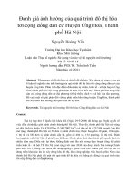 Đánh giá ảnh hưởng của quá trình đô thị hóa tới cộng đồng dân cư huyện ứng hòa, thành phố hà nội
