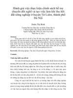 Đánh giá việc thực hiện chính sách hỗ trợ chuyển đổi nghề và tạo việc làm khi thu hồi đất nông nghiệp ở huyện từ liêm, thành phố hà nội