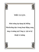 Tài liệu TIỂU LUẬN: Khả năng áp dụng hệ thống Marketing dọc trong hoạt động cung ứng xi măng tại Công ty vật tư kỹ thuật xi măng ppt