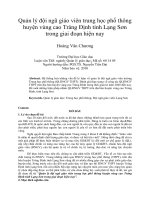 Quản lý đội ngũ giáo viên trung học phổ thông huyện vùng cao tràng định tỉnh lạng sơn trong giai đoạn hiện nay