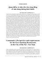 Tài liệu Quan điểm và nhu cầu của cộng đồng về nhà hàng không khói thuốc pptx