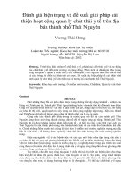 Đánh giá hiện trạng và đề xuất giải pháp cải thiện hoạt động quản lý chất thải y tế trên địa bàn thành phố thái nguyên