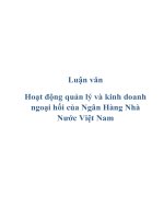 Hoạt động quản lý và kinh doanh ngoại hối của Ngân Hàng Nhà Nước Việt Nam