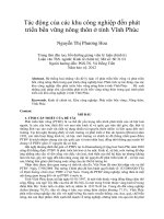 Tác động của các khu công nghiệp đến phát triển bền vững nông thôn ở tỉnh vĩnh phúc