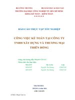 CÔNG VIỆC KẾ TOÁN TẠI CÔNG TY TNHH XÂY DỰNG VÀ THƯƠNG MẠI THIÊN ĐỒNG