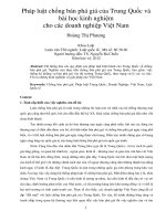 Pháp luật chống bán phá giá của trung quốc và bài học kinh nghiệm cho các doanh nghiệp việt nam