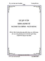 Một số giải pháp gúp phần nâng cao chất lượng cho vay trung-dài hạn tại chi nhánh ngân hàng No&PTNT huyện Nam Đàn