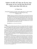 Nghiên cứu điều chế, khảo sát cấu trúc, hoạt tính quang xúc tác của bột titan đioxit kích thước nano được biến tính ure