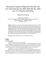 Rèn luyện kĩ năng hệ thống hoá kiến thức cho học sinh trong dạy học phần sinh thái học, sinh học 12, trung học phổ thông