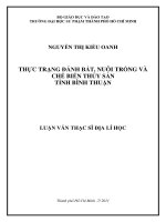 thực trạng đánh bắt, nuôi trồng và chế biến thủy sản tỉnh bình thuận