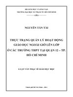 thực trạng quản lý hoạt động giáo dục ngoài giờ lên lớp ở các trường thpt tại quận 12 – tp. hồ chí minh