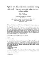 Nghiên cứu điều kiện phân tích thuốc kháng sinh họ β – lactam trong các mẫu sinh học và dược phẩm