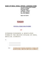 Tài liệu INTERIOR/ FURNISHING & RENOVATION WORKS IN THE BRANCH OF BANK OF INDIA, BHULLAR , LUDHIANA ppt