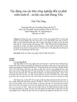 Tác động của các khu công nghiệp đến sự phát triển kinh tế   xã hội của tỉnh hưng yên
