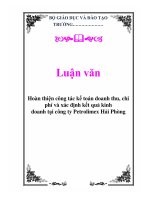 Tài liệu Luận văn: Hoàn thiện công tác kế toán doanh thu, chi phí và xác định kết quả kinh doanh tại công ty Petrolimex Hải Phòng ppt