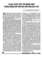 Tài liệu Báo cáo khoa học: Khai thác yếu tố ngôn ngữ trong giảng dạy văn học Việt Nam sau năm 1975 doc