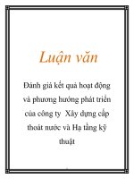 Tài liệu Luận văn: Đánh giá kết quả hoạt động và phương hướng phát triển của công ty Xây dựng cấp thoát nước và Hạ tầng kỹ thuật docx