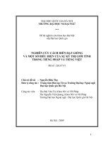NGHIÊN cứu CÁCH DIỄN đạt GIỐNG và một số BIỂU HIỆN của sự kỳ THỊ GIỚI TÍNH TRONG TIẾNG PHÁP và TIẾNG VIỆT