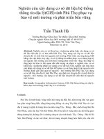 Nghiên cứu xây dựng cơ sở dữ liệu hệ thống thông tin địa lý(GIS) tỉnh phú thọ phục vụ bảo vệ môi trường và phát triển bền vững