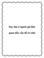 Tài liệu Suy tim ở người già liên quan đến vấn đề trí nhớ doc