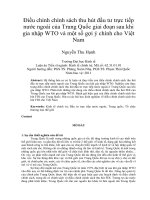 Điều chỉnh chính sách thu hút đầu tư trực tiếp nước ngoài của trung quốc giai đoạn sau khi gia nhập WTO và một số gợi ý chính cho việt nam