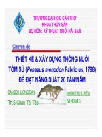Tài liệu Đề tài: THIẾT KẾ & XÂY DỰNG THỐNG NUÔI TÔM SÚ (Penaeus monodon Fabricius, 1798) ĐỂ ĐẠT NĂNG SUẤT 20 TẤN/NĂM docx