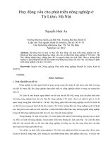 Huy động vốn cho phát triển nông nghiệp ở từ liêm, hà nội