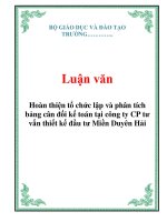 Tài liệu Luận văn: Hoàn thiện tổ chức lập và phân tích bảng cân đối kế toán tại công ty CP tư vấn thiết kế đầu tư Miền Duyên Hải ppt
