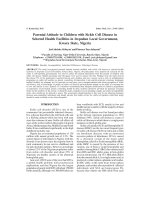 Tài liệu Parental Attitude to Children with Sickle Cell Disease in Selected Health Facilities in Irepodun Local Government, Kwara State, Nigeria doc