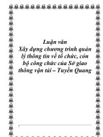 Xây dựng chương trình quản lý thông tin về tổ chức, cỏn bộ công chức của Sở giao thông vận tải – Tuyền Quang