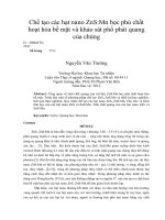 Chế tạo các hạt nano zns mn bọc phủ chất hoạt hóa bề mặt và khảo sát phổ phát quang của chúng