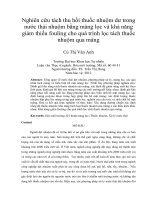 Nghiên cứu tách thu hồi thuốc nhuộm dư trong nước thải nhuộm bằng màng lọc và khả năng giảm thiểu fouling cho quá trình lọc tách thuốc nhuộm qua màng
