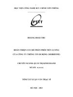 Hoàn thiện cơ chế phân phối tiền lương của công ty thông tin di động (mobiphone)