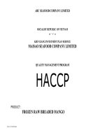 HACCP FROZEN RAW BREADED MANGO